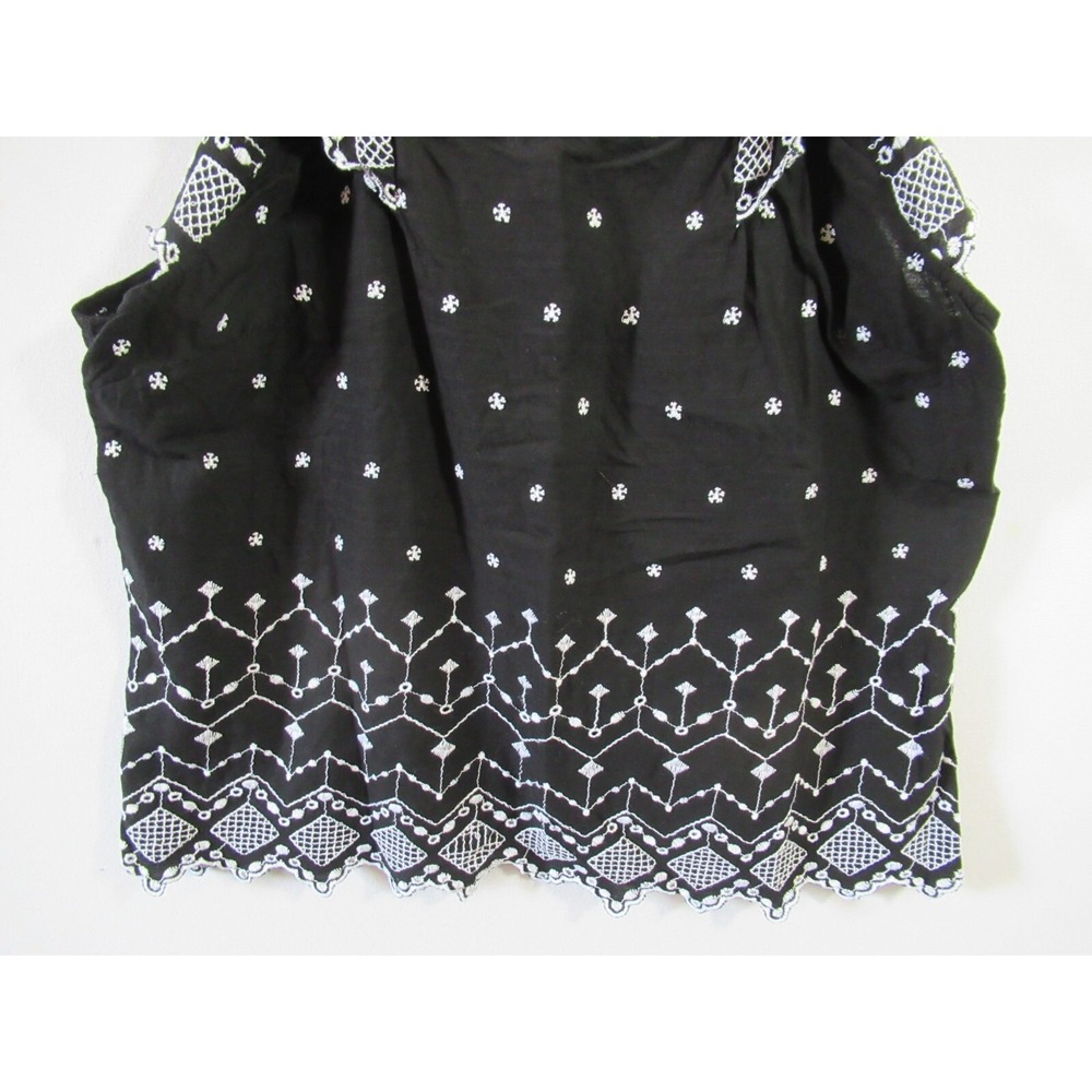 Old Navy Embroidered Top Women Large Black Ruffle Sleeveless Boho - Picture 3 of 6